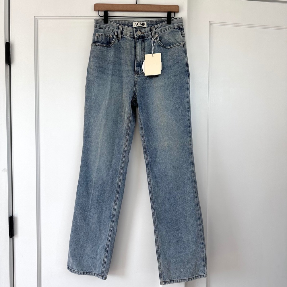 Source Unknown ACME High Waisted Straight Leg Jeans Light Wash Cotton Denim L